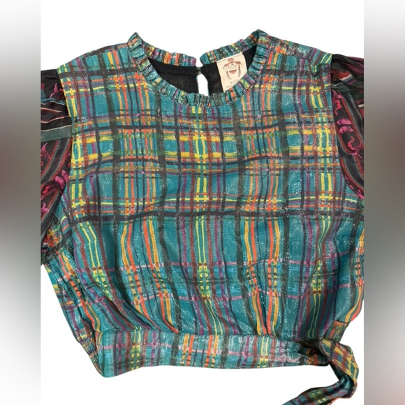 Roopa Pemmaraju for Anthropologie Shimmer Cotton and Silk Plaid Top Size Small - Picture 8 of 11